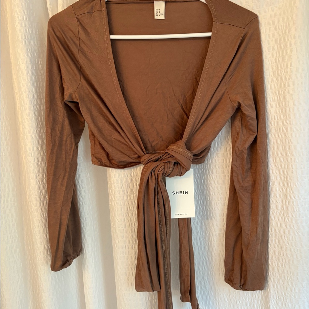 SHEIN Brown Tie-Front Women Top